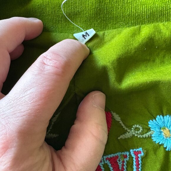 Johnny Was M Green Corduroy Embroidered Jacket Wearable Art Birds Heart - Picture 4 of 15